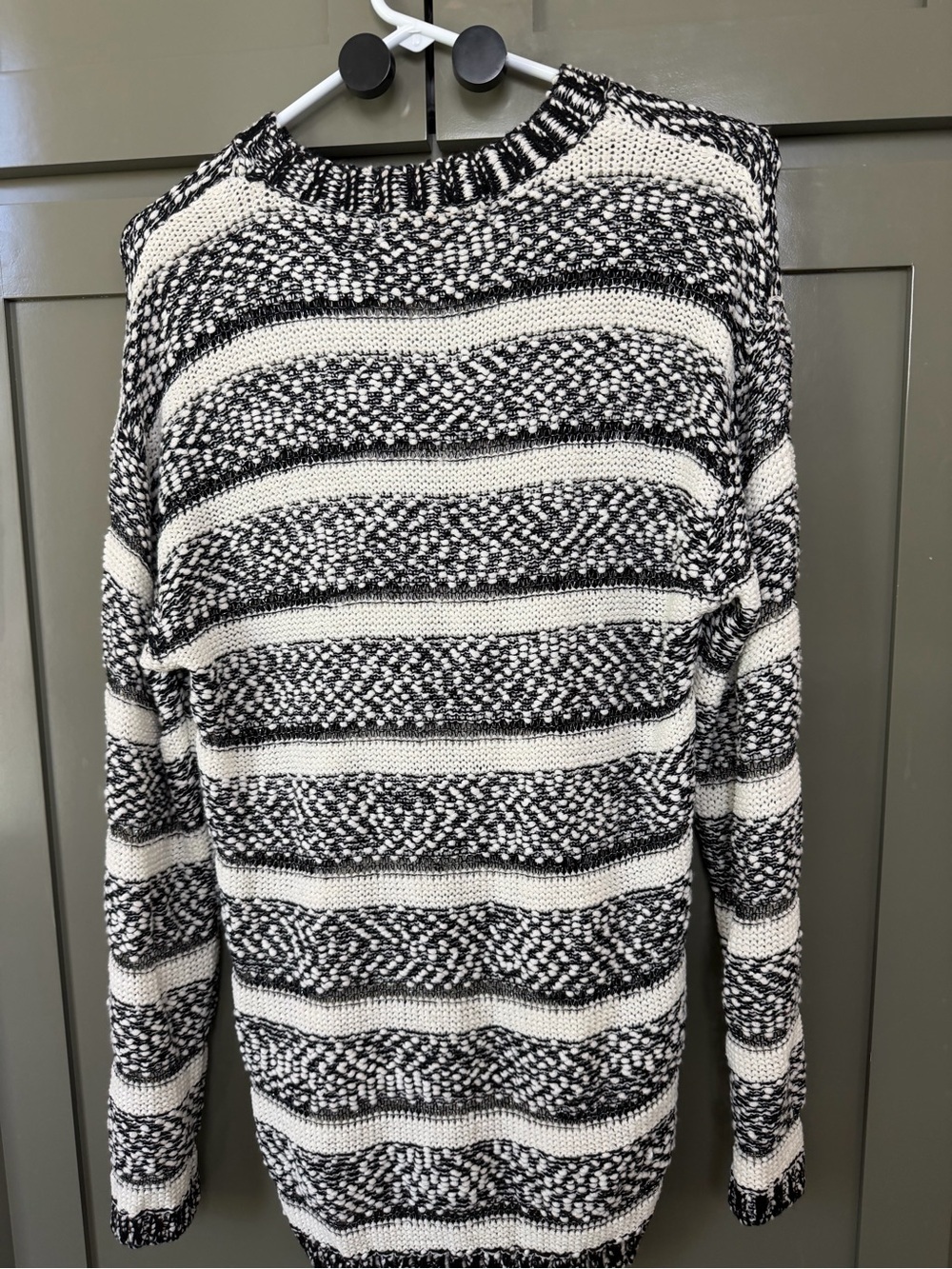 saltwater LUXE Black and Cream Striped Crewneck Sweater - Picture 4 of 4